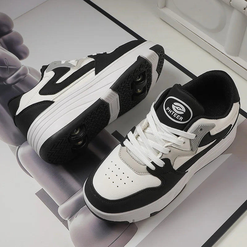 Four-wheel roller shoes below ankle design