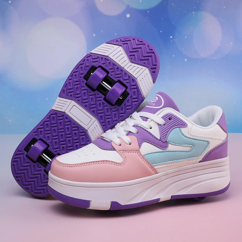 Roller skate shoes four-wheel pulley sole