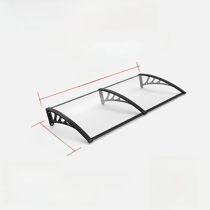 Polycarbonate overhang rain protection close-up