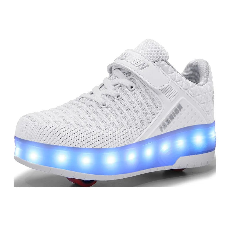 LED roller sneakers white color glowing
