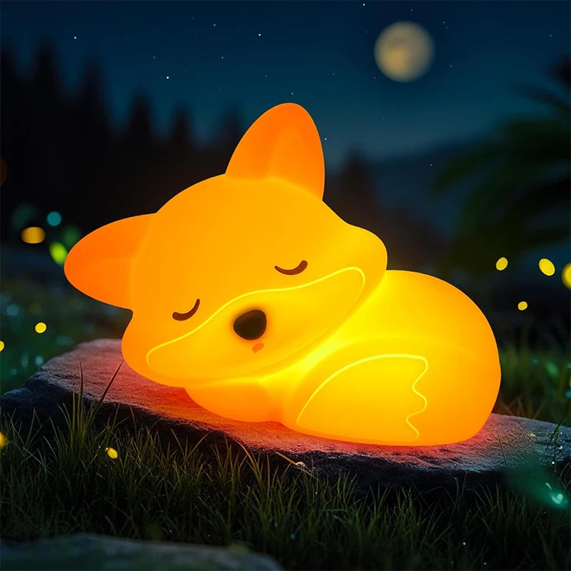 Fox silicone night light in nursery setting