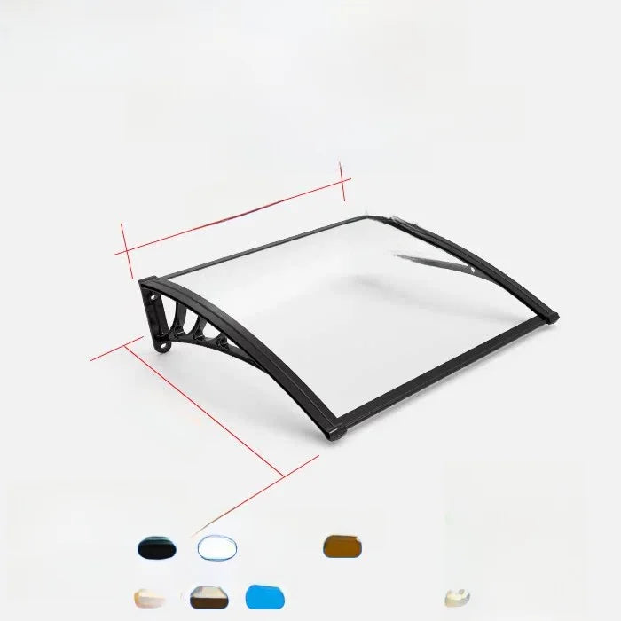 Transparent polycarbonate roof overhang wall-mounted door