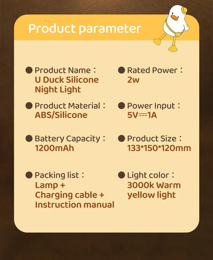 Duck silicone lamp style B pink bedside