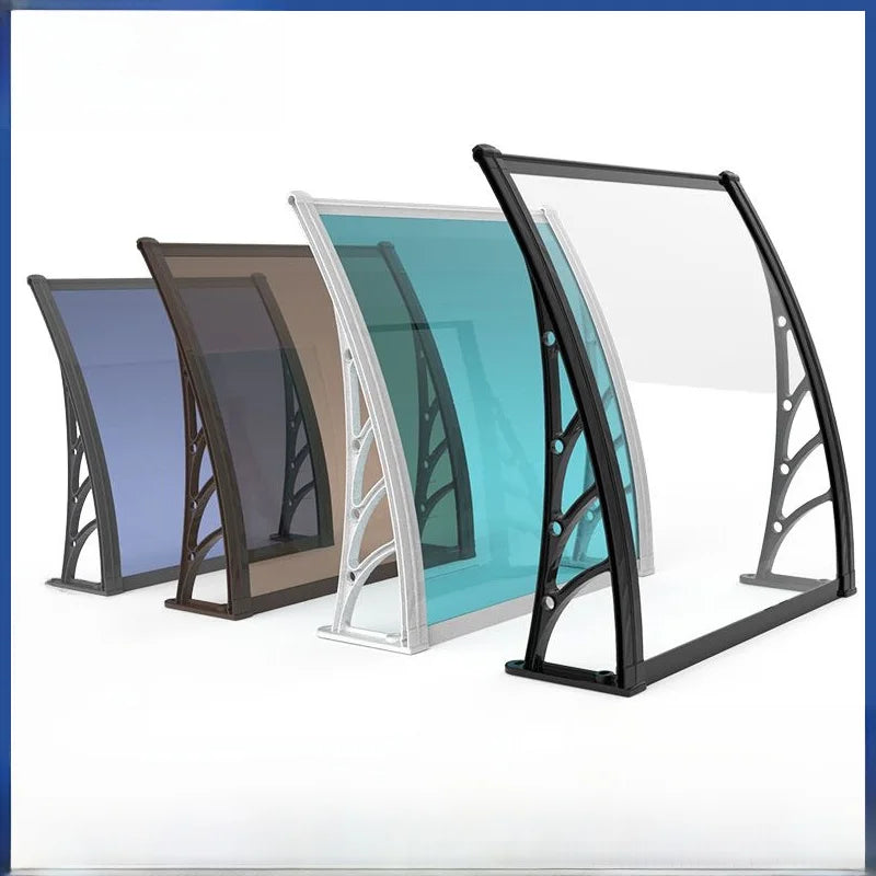 Transparent polycarbonate roof overhang wall-mounted door