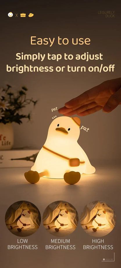 Cute duck night light style A glowing yellow