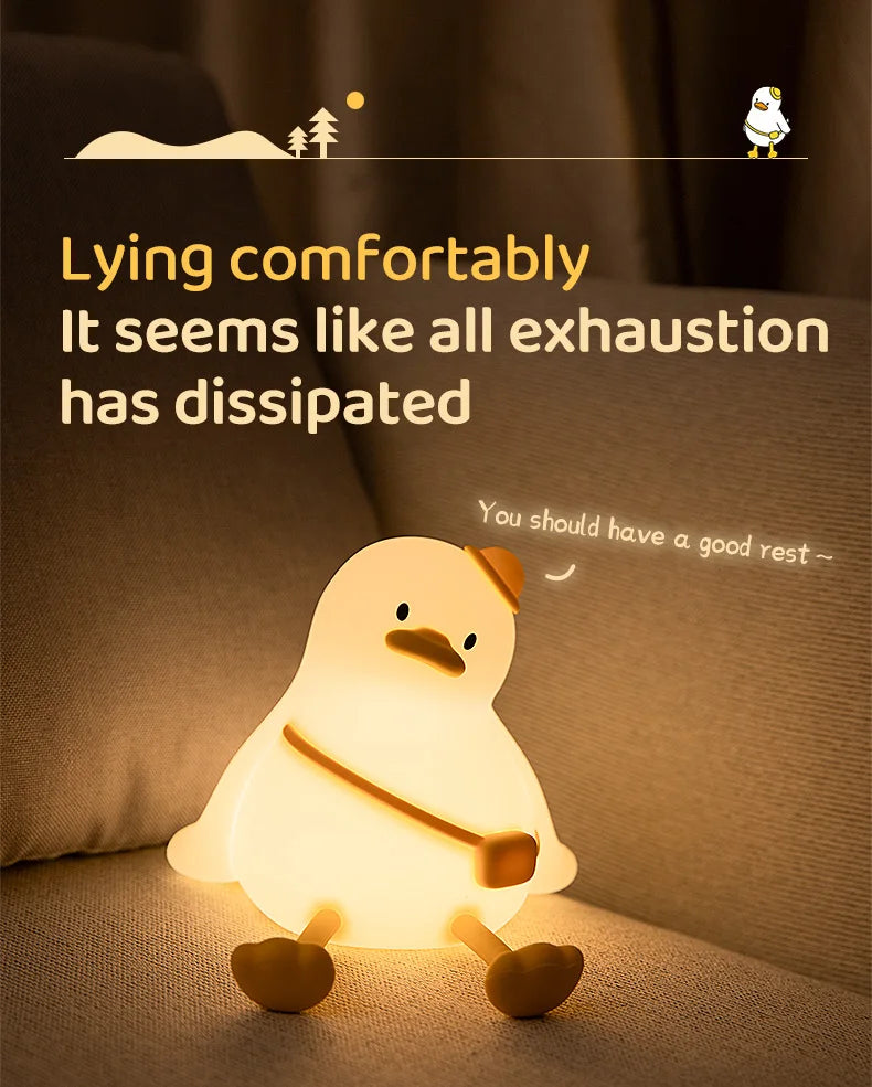 Cute duck night light style A glowing yellow