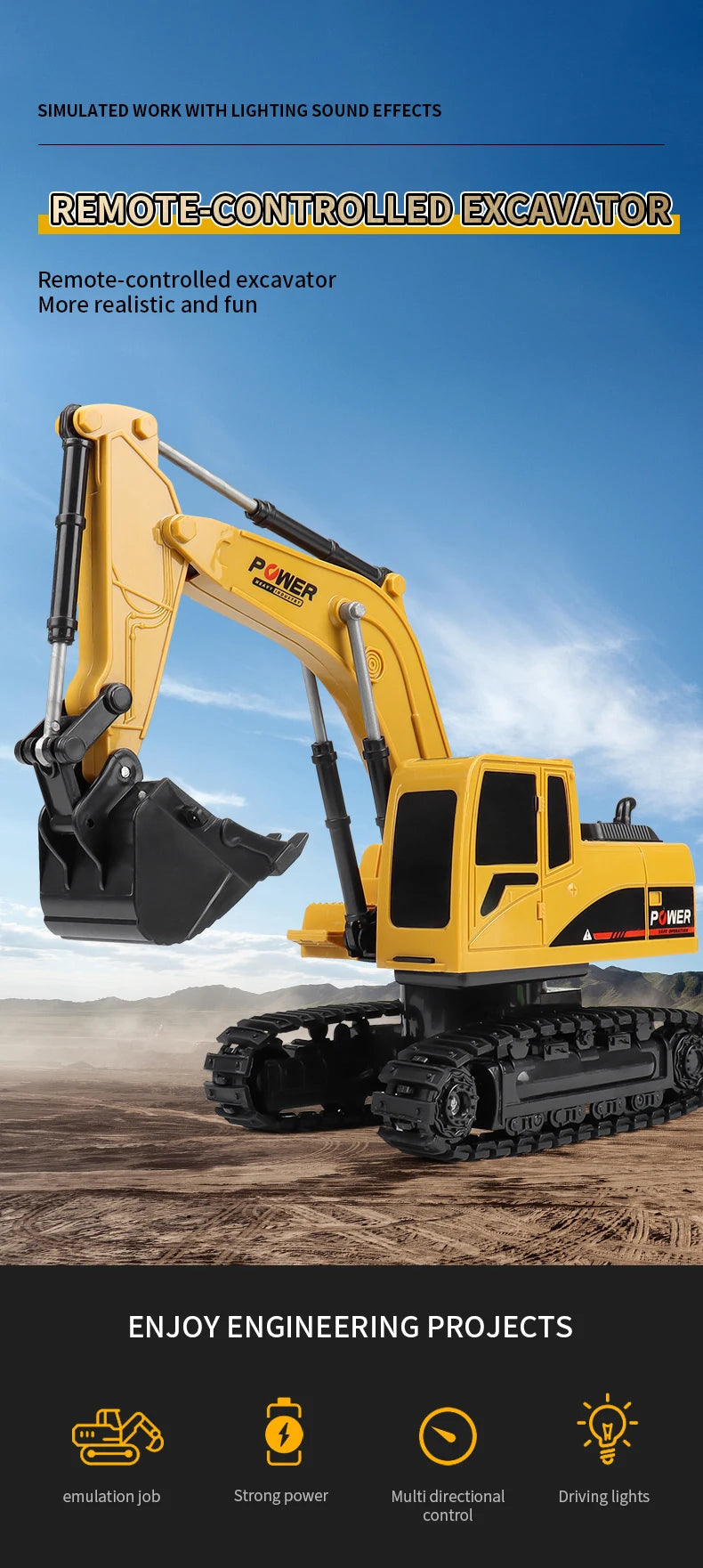 RC excavator 6-channel alloy BC1033