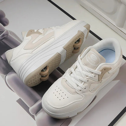 Kids leather skate shoes TPR outsole close-up