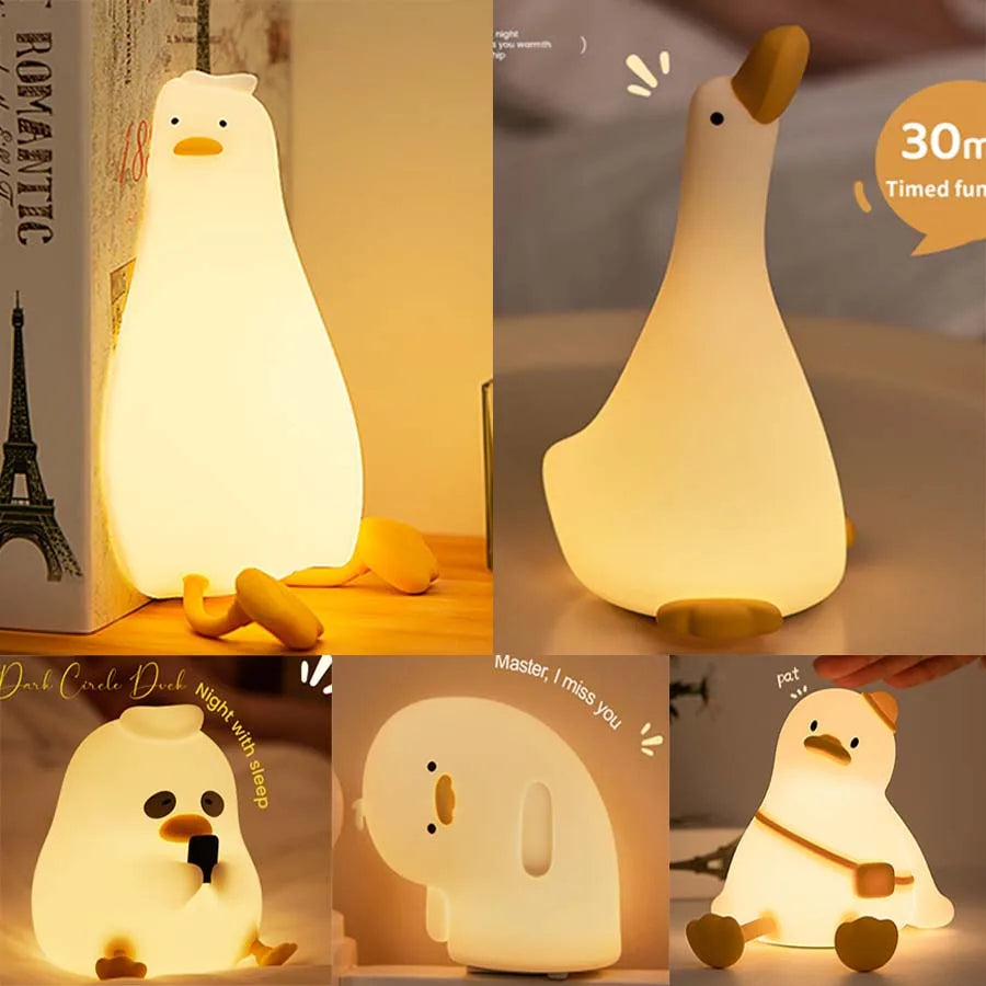 Cute duck night light style A glowing yellow