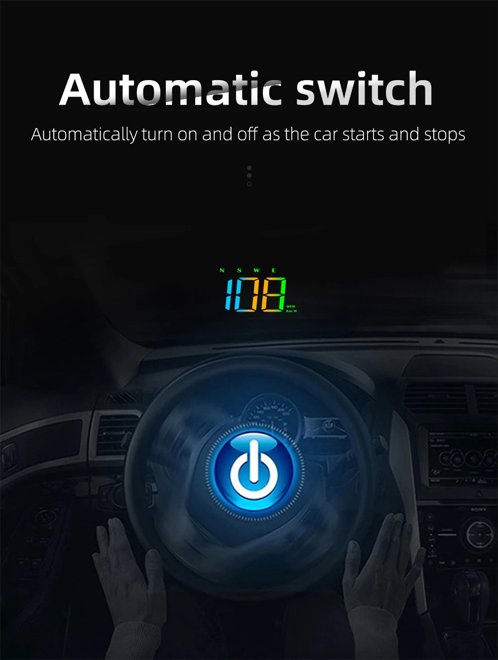 GPS head-up display night driving mode