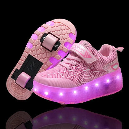 Roller skate shoes LED lights activated rolling