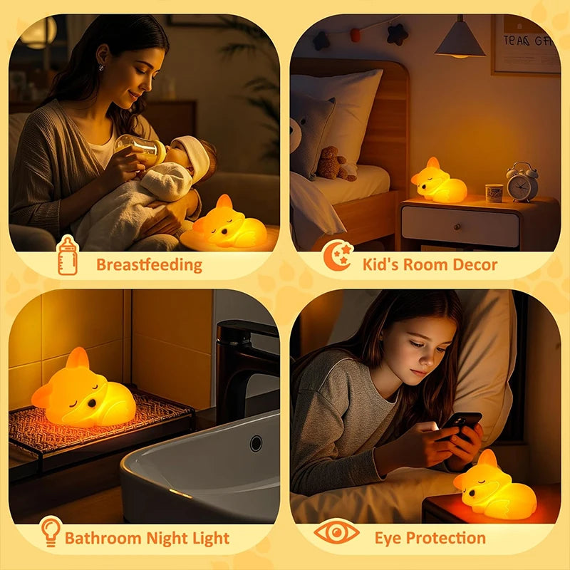 Soft BPA-free silicone fox lamp squeezable