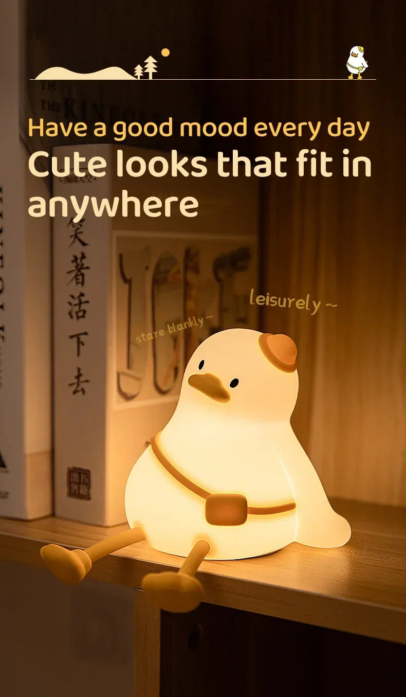 Duck lamp squeezable silicone body close-up