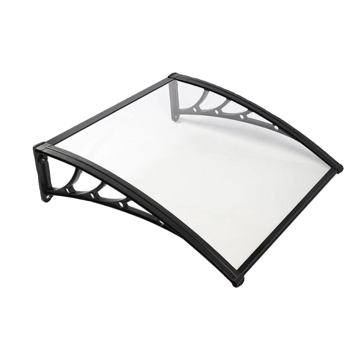 Polycarbonate overhang rain protection close-up