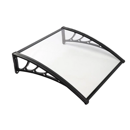Polycarbonate overhang rain protection close-up