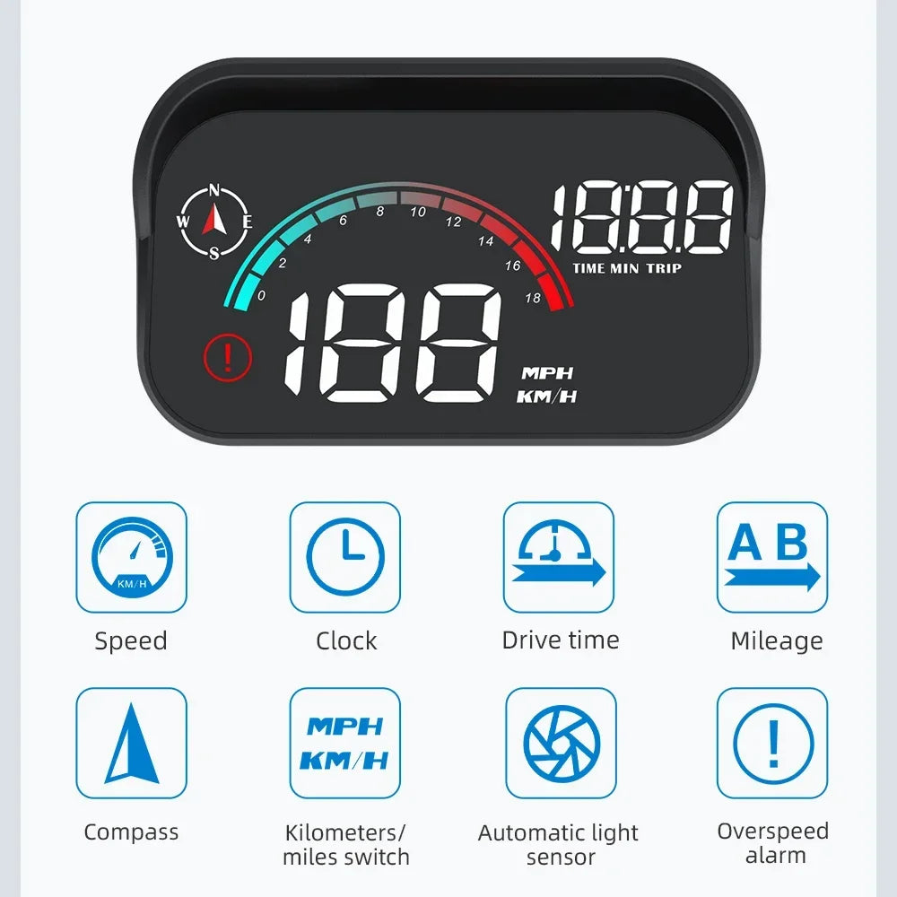 M22 GPS head-up display projecting speed on windshield
