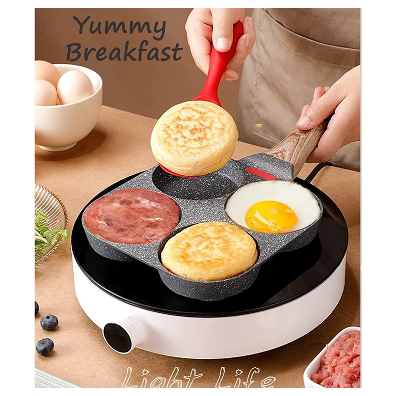 Versatile 4 Cup Egg Pan Nonstick And Healthy Granite Egg Frying Pan Versatile Breakfast Skillet For Eggs Pancakes Plett Crepes D