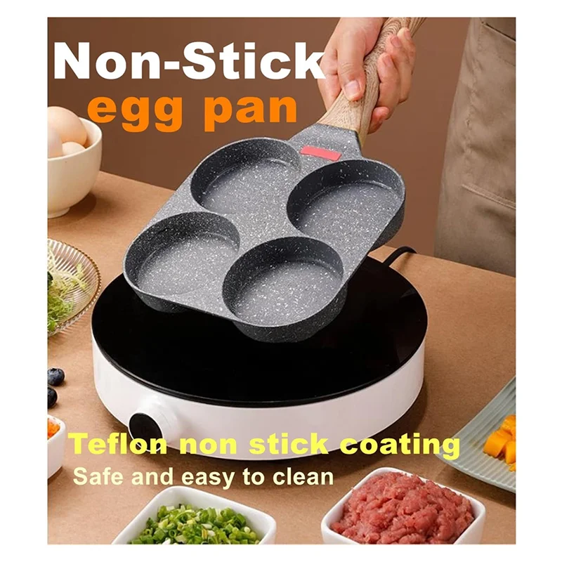 Versatile 4 Cup Egg Pan Nonstick And Healthy Granite Egg Frying Pan Versatile Breakfast Skillet For Eggs Pancakes Plett Crepes D