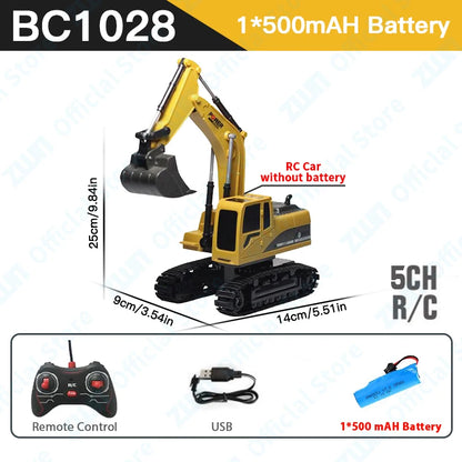 RC construction vehicle LED lights on